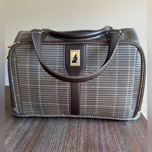 London Fog Tweed Weekender Travel Bag Houndstooth Overnight Duffel